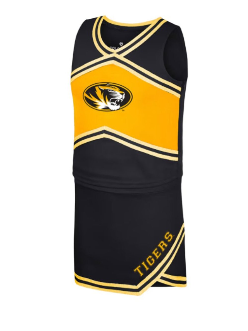 Missouri Tigers Girls Black & Gold Cheer Set by Colosseum size 7/8 (M)
